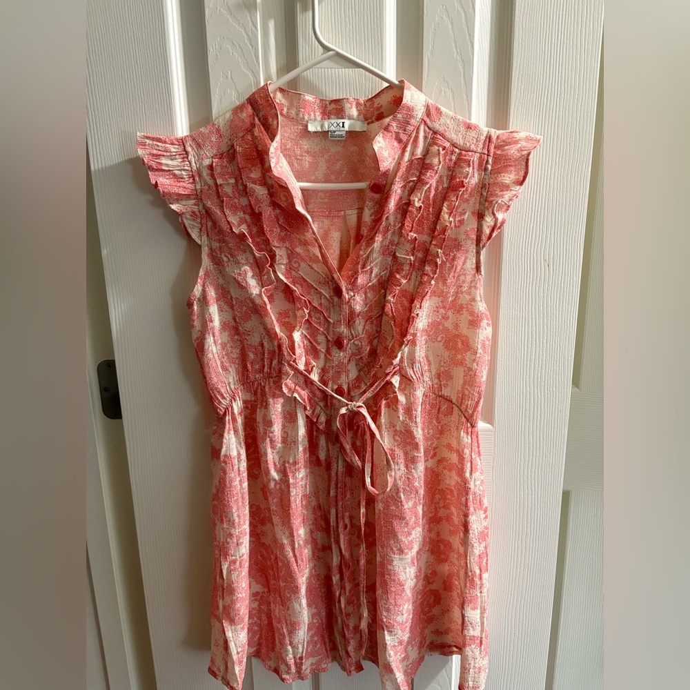 Forever 21 Ruffle Sleeve Pink Top